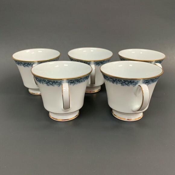 Noritake Legendary Edgerow Cups Blue White Gold Trim 4078 Lot of 5 - Picture 5 of 8